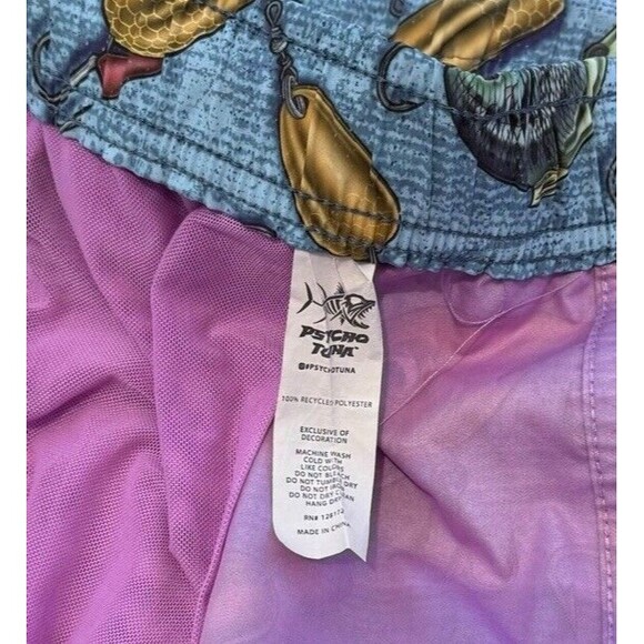 Psycho Tuna Crankbait Fishing Lures Swim Trunks Board 4 Way Shorts Blue Large - Picture 5 of 10